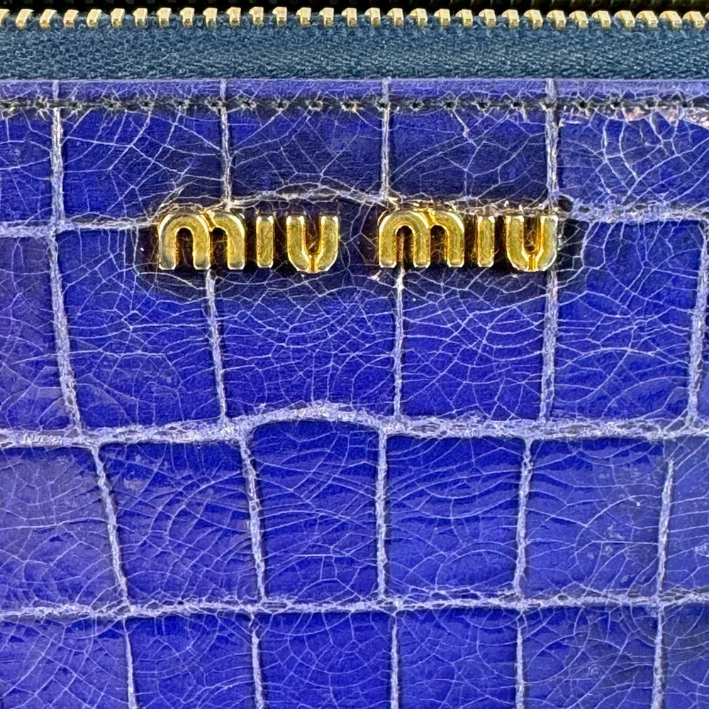 Miu Miu Croc Embossed Leather Zip Around Continental Wallet with COA - Picture 2 of 13
